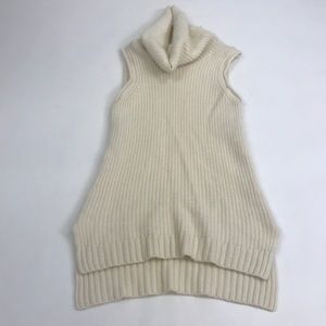Saks Fifth Avenue Cream Sleeveless Ribbed Turtleneck Sweater